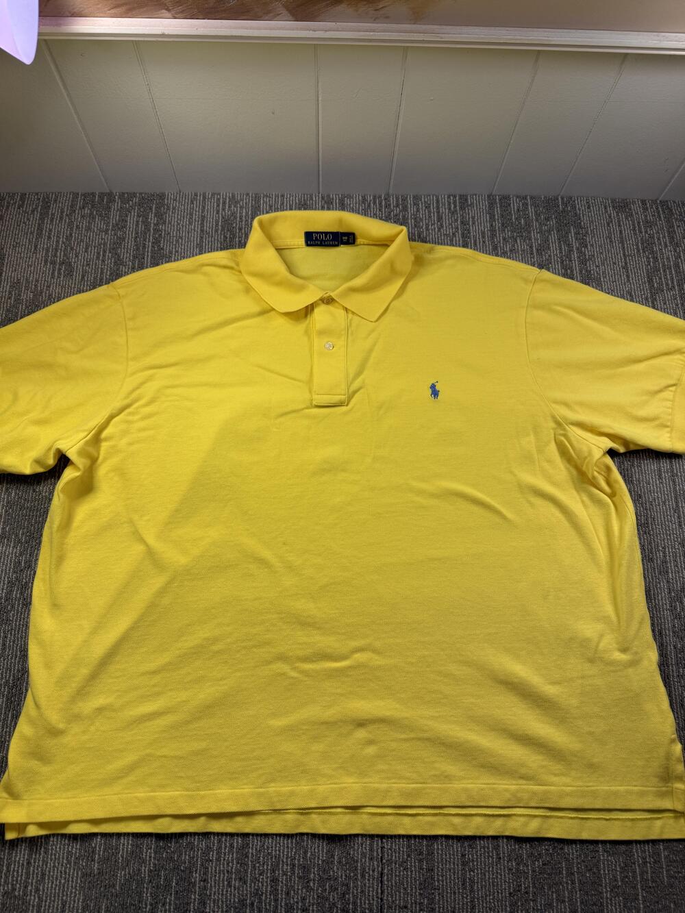 Polo Ralph Lauren Polo Shirt Mens Big 3X Yellow Pony Logo Big Tall Casual Knit